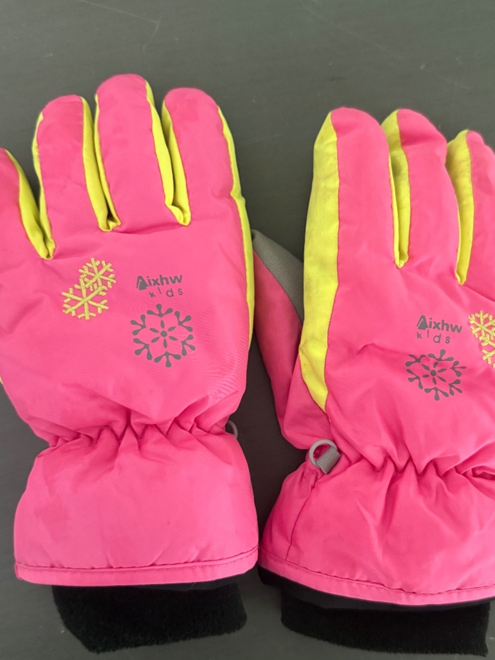 Aixhnw Kids M Pink Neon Yellow Winter Ski Snow Gloves Insulated